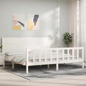 Cama sem colchão 200x200 cm madeira de pinho maciça branco