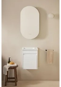 Conjunto De Móvel De Casa De Banho Suspenso Em Madeira Com Lavatório Integrado Narek Branco & Ovalado Com Armazenamento Preto 50x90 Cm Oricsa - Sklum