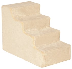Escada para Animais de Estimação com 4 Degraus 2 em 1 com Capa Removível e Lavável Escada 60x35x44 cm Bege