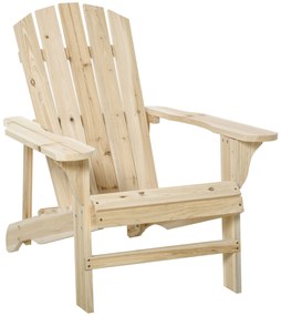 Outsunny Cadeira Adirondack de Madeira Cadeira Adirondack de Jardim com Assento Extra Largo 78x89x88 cm Madeira