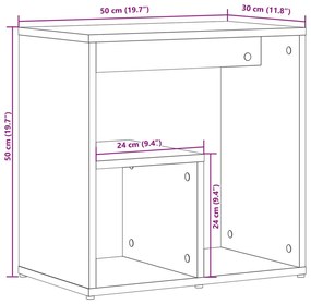 Mesa de apoio 50x30x50 cm contraplacado cinzento cimento