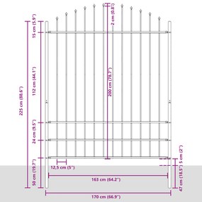 Cerca de Jardim vidaXL com Topo Arqueado Cinza 8,5x2 m em Aço