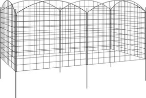 Cerca de jardim em metal, cerca decorativa, conjunto de 6 para hortaliças, bordadura de caminho, 460 x 97 cm, preta