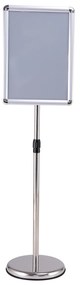 Expositor de chão A3 Moldura para publicidade de chão 32,7 x 45 x 89,5 x 89,5-134 cm Bar, restaurante, café Prateado e branco
