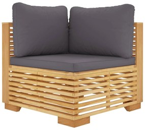 4 pcs conjunto lounge jardim c/ almofadões madeira teca maciça