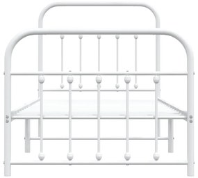 Estrutura de cama com cabeceira e pés 90x190 cm metal branco