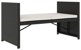 5 pcs conjunto lounge de jardim c/ almofadões vime PE preto