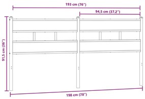 Cabeceira de cama 193 cm deriv. madeira/ferro carvalho fumado