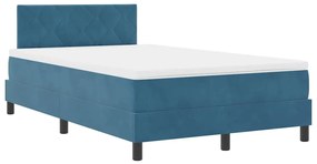 Cama Box Spring com Colchão e LED Azul Escuro 120x190 cm Veludo