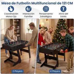 Mesa de matraquilhos dobrável em madeira com 22 jogadores para crianças 121 x 60,5 x 81 cm, 2 marcadores e 2 bolas para 2 a 4 jogadores – ideal para f