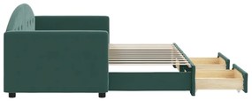 Sofá-cama c/ gavetão e gavetas 80x200cm veludo verde-escuro
