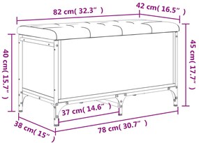 Banco arrumação 82x42x45 cm derivados madeira carvalho castanho