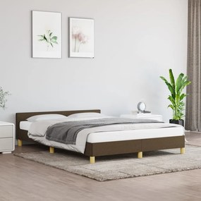 Estrutura de cama c/ cabeceira 140x190cm tecido castanho-escuro