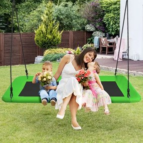 Baloiço de corda ajustável para crianças Estrutura de aço impermeável Interior Exterior Pátio 150 x 80 cm Verde