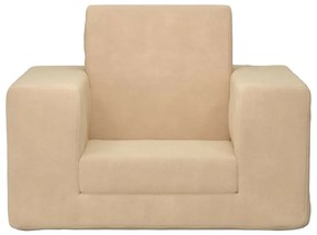 Sofá-cama infantil pelúcia macia cor creme