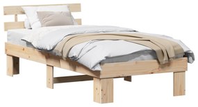 Estrado de Cama com Cabeceira 90x200 cm Madeira Maciça Pinho