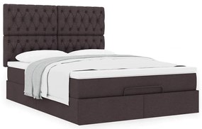 Estrutura cama otomana colchão 140x200cm tecido castanho escuro