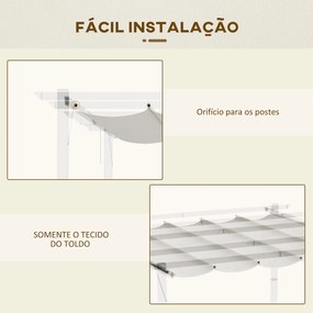 Cobertura para Pérgola 3,5x2,5 m Teto de Substituição Retrátil para Pérgola com 10 Orifícios de Drenagem Creme