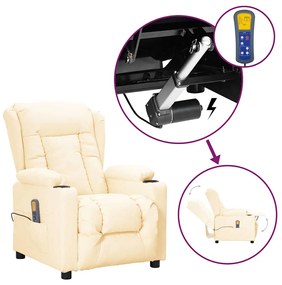 Poltrona de massagens elevatória couro artificial cor creme