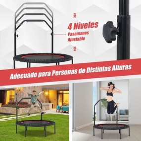 Trampolim dobrável com 2 faixas de resistência com punho ajustável para crianças e adultos 101 x 101 x 107,5 - 130,5 cm Vermelho