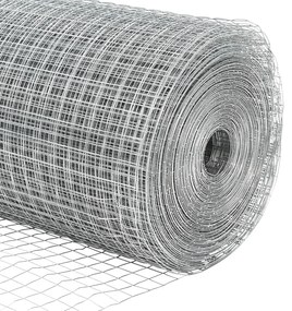 Cerca de Fio Soldado com 44 Postes U Prateados 0.5x100 m Aço
