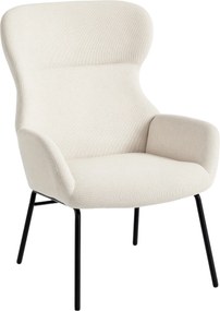 HOMCOM Poltrona estofada moderna estilo encosto com abas, encosto alto, acolchoamento espesso, pernas de aço, creme branco | Aosom Portugal