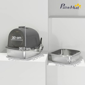 Casa de Banho para Gato Caixa de Areia Fechada, Limpeza fácil, Caixa Aço Inoxidável, 52,4x41,3x39,9cm, cinza escuro