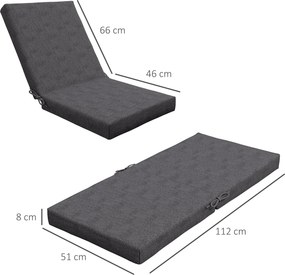 Conjunto de 2 almofadas de exterior para cadeira com encosto (NÃO INCLUIDAS), com presilhas, estofamento de 8 cm, 112 L x 51 L cm, cinzento escuro