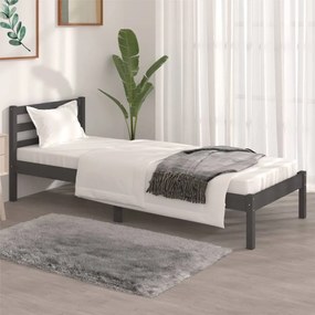 vidaXL Estrutura de cama pequena solteiro 75x190 cm pinho maciço cinza