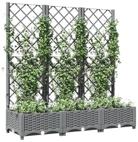 Vaso/floreira jardim c/ treliça 120x40x121,5 cm PP cinza-claro