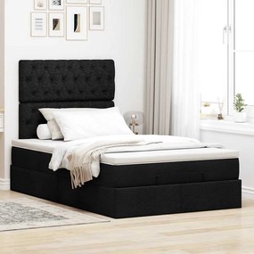 moldura de cama síriaXL otomana com colchão preto tecido