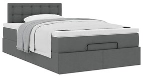 Cama otomana com colchão 120x190 cm tecido cinzento escuro