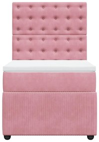Cama com molas/colchão 90x200 cm veludo rosa