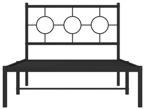 Estrutura de cama com cabeceira 100x190 cm metal preto