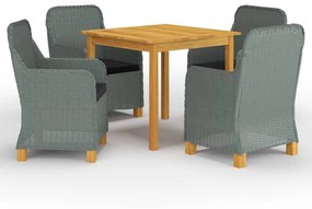 vidaXL 5 pcs conjunto de jantar para jardim cinzento-claro