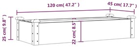 Canteiro elevado c/ forro 120x45x25 cm madeira de abeto maciça
