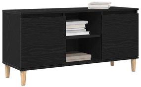 Estante de TV vidaXL com perna de madeira Preto Carvalho 102x35x50 cm