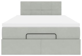 Cama otomana com colchão cinza claro 120x190 cm Veludo