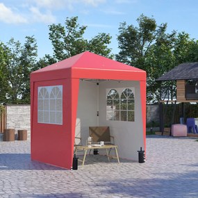 Tenda de jardim pop-up, dobrável, com altura ajustável, proteção UV 30+, 3 paredes laterais 202 x 202 x 261 cm vermelho