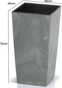 Vaso de flores com aspeto de betão, 91L 40 x 40 x 75 cm cinzento