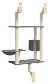 Árvore parede p/ gatos c/ poste arranhador 153 cm cinza-escuro