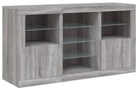 Aparador com luzes LED 123x37x67 cm cinzento sonoma