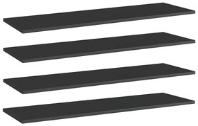 vidaXL Prateleiras estante 4pcs 100x30x1,5cm contrap. preto brilhante