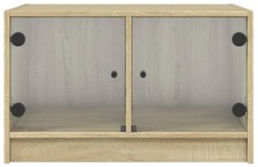 Mesa de centro c/ portas de vidro 68x50x42 cm carvalho sonoma