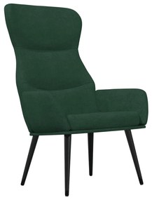Cadeira de descanso com banco tecido verde-escuro