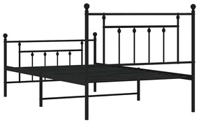 Estrutura de cama com cabeceira e pés 100x200 cm metal preto