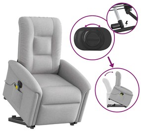 Poltrona elétrica elevatória massagens tecido cinzento-nublado