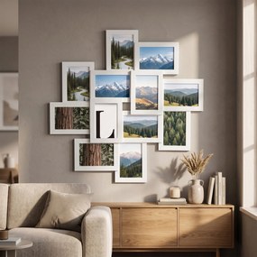 Conjunto 12 molduras para fotografias de 10 x 15 cm, colagem de fotografias branco