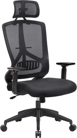 Cadeira ergonômica para escritório e mesa SONGMICS com apoio lombar, cadeira giratória para computador com encosto de cabeça e braços ajustáveis, função de balanço e ajuste de altura, preta OBN53BK