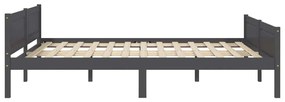 Estrutura de cama em pinho maciço 140x200 cm cinzento
